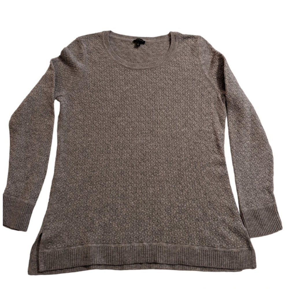 Talbots Sweater Ladies M Light Gray Knit Long Sleeve Womens Pullover